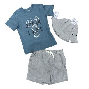 NWT Tommy Bahama 3pc Outfit Set Boys 5T Shorts, Lobster T-Shirt & Bucket Hat